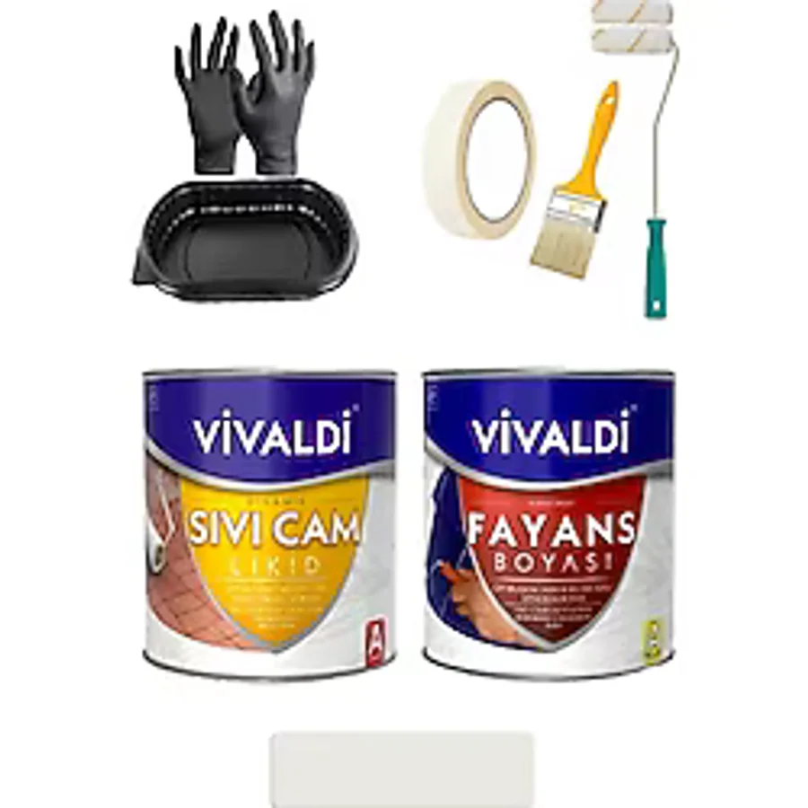 Vivaldi Fayans Boyası Seti Sıvı Cam ve Uygulama Seti Tezgah,mermer,banyo,mutfak Boyama Seti 1 Lt - BuzSaçağı