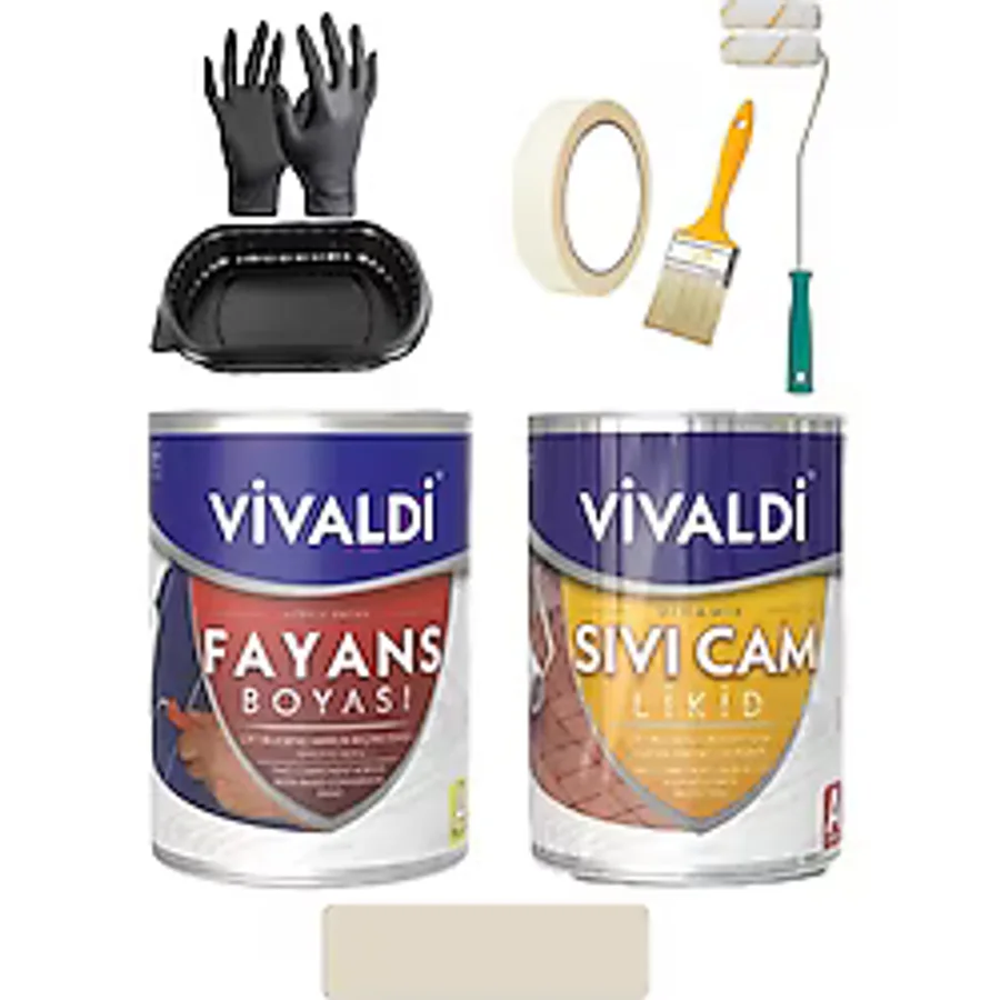 Vivaldi Fayans Boyası Seti Sıvı Cam ve Uygulama Seti Tezgah,mermer,banyo,mutfak Boyama Seti 1 Lt - YeniKırıkİnci