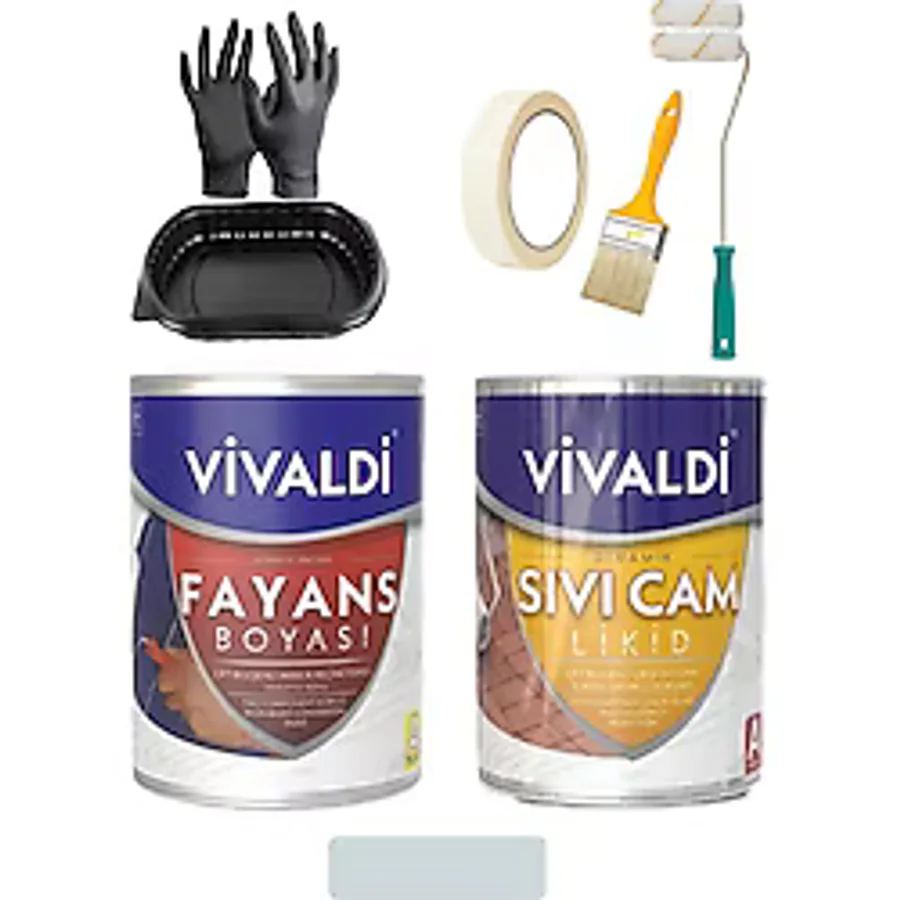 Vivaldi Fayans Boyası Seti Sıvı Cam ve Uygulama Seti Tezgah,mermer,banyo,mutfak Boyama Seti 1 Lt - AfrikaMenekşesi