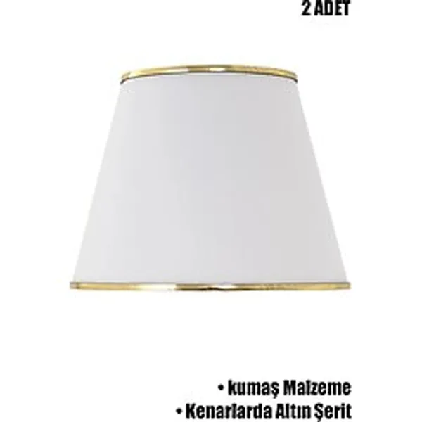 Vivido Abajur Beyaz Gold Şeritli İkili Modern Abajur Şapkası