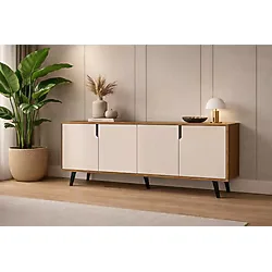 VM VERTEX MOBİLYA Latina Modern Konsol 180 Cm Safir Meşe - Beyaz