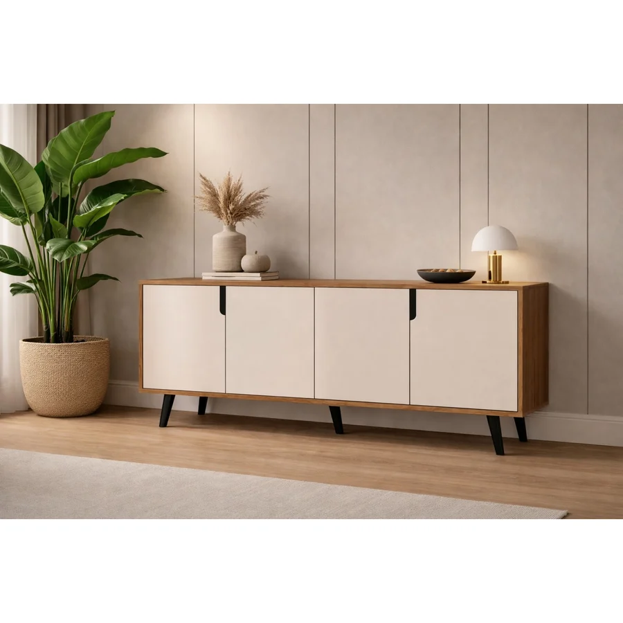 VM VERTEX MOBİLYA Latina Modern Konsol 180 Cm Safir Meşe - Beyaz