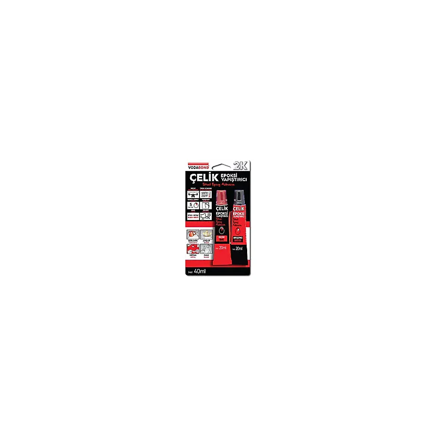 Vodabond 2K Çelik Epoksi Yapıştırıcı 20ml+20ml Gri