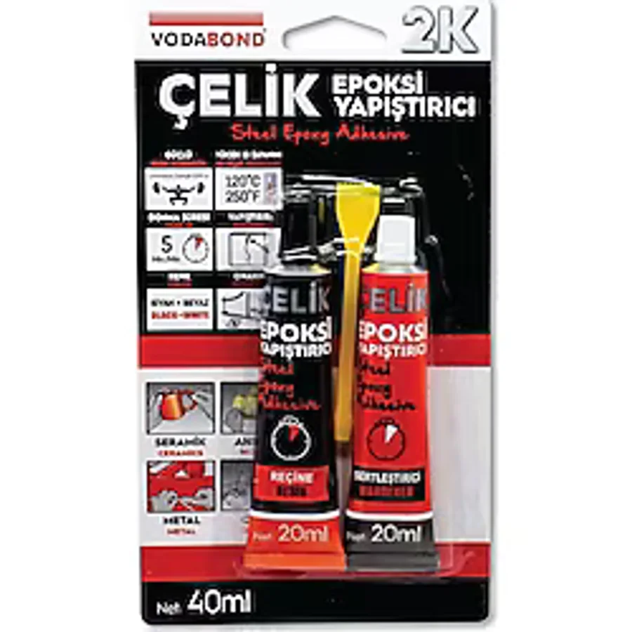 Vodabond 2k Rapid Çelik Epoksi Yapıştırıcı 20 ml + 20 ml Gri