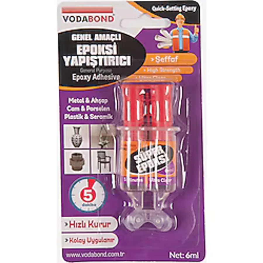 Vodabond Şırınga Epoxy 2K Genel Amaçlı Yapıştırıcı Şeffaf 6ML