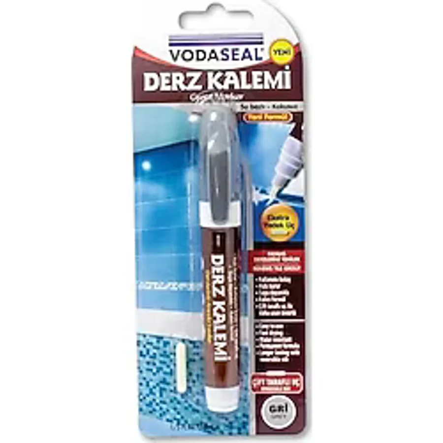 Vodaseal Çift Uçlu Su Bazlı Kokusuz Kalıcı Derz Kalemi Gri