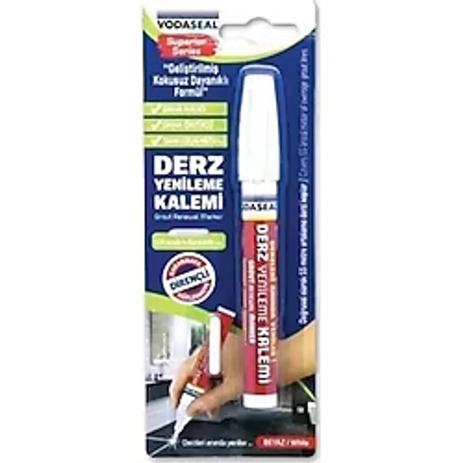 Vodaseal SS Derz Yenileme Kalemi Çift Taraflı Kullabilir Uç Beyaz