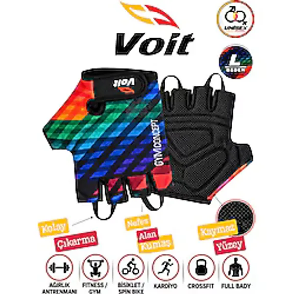 Voit Fİtness Kardiyo Ağırlık Body Dambıl Halter Bisiklet Sporcu Antrenman Eldiveni - L Beden - Unisex Yarım Parmak Terletmeyen Yoga Pilates Eldiveni
