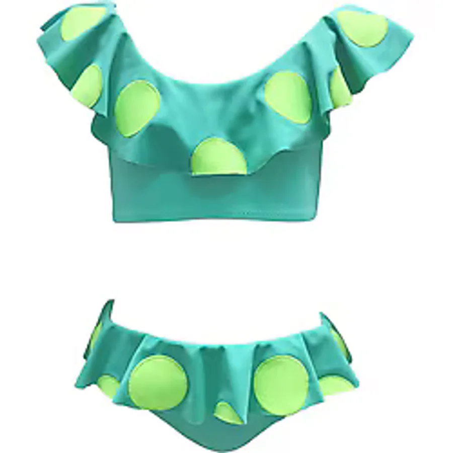 Volanlı Puantiye Detaylı 50UV Kız Çocuk Bikini Takımı BY NESSI BYRD