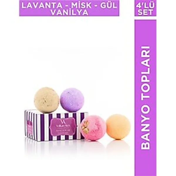 Volkan Ates Natural & Beauty 4'lü Banyo Topu Seti Lavanta - Misk - Vanilya - Gül 4x120 gr