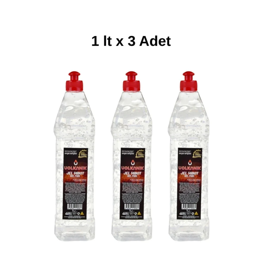VOLKANİK Reşo Jel Yakıt 1 Litre x 3 Adet Osmanlı Ocağı, Kamp, Piknik, Mangal Soba Tutuşturucu