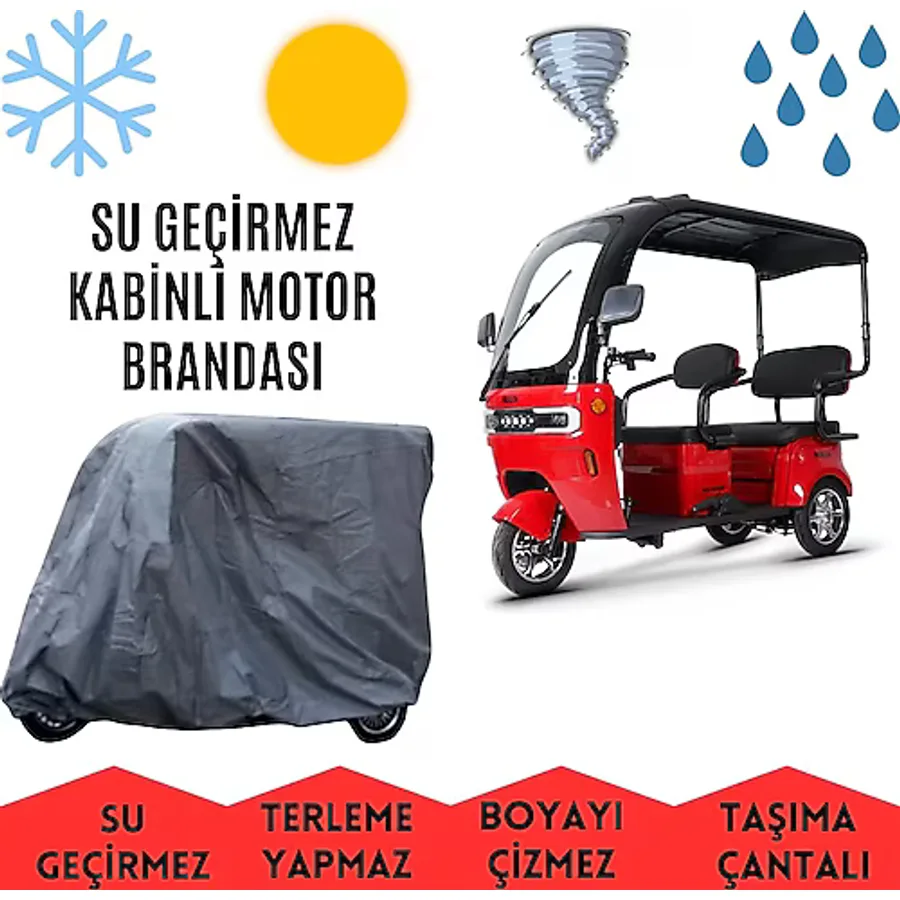 Volta Apec Apm5 Kabinli 3 Tekerlekli Motor Brandası Su Geçirmez