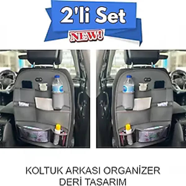 Volvo S40 Araç Içi Deri Koltuk Arkası Organizer 2'li Set Düzenleyici Gri Gri