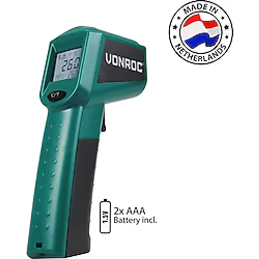Vonroc Dijital Kızılötesi Termometre - Lazer - Ölçüm Aralığı -40°c Ila 530°c - Dahil. 2 Pil