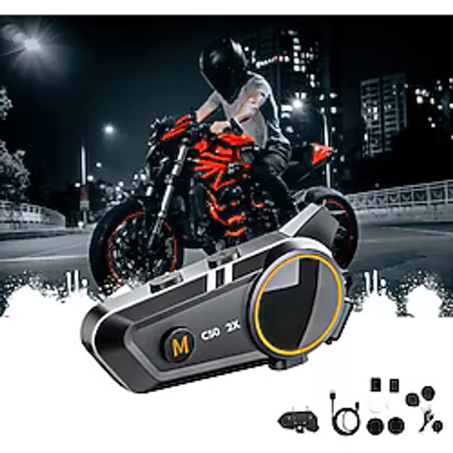 VOOKA Intercom 2x Bağlantılı Telsiz Özellikli 5.3 Bluetooth + Kulaklık Mikrofon Seti Stereo Su Geçirmez A+