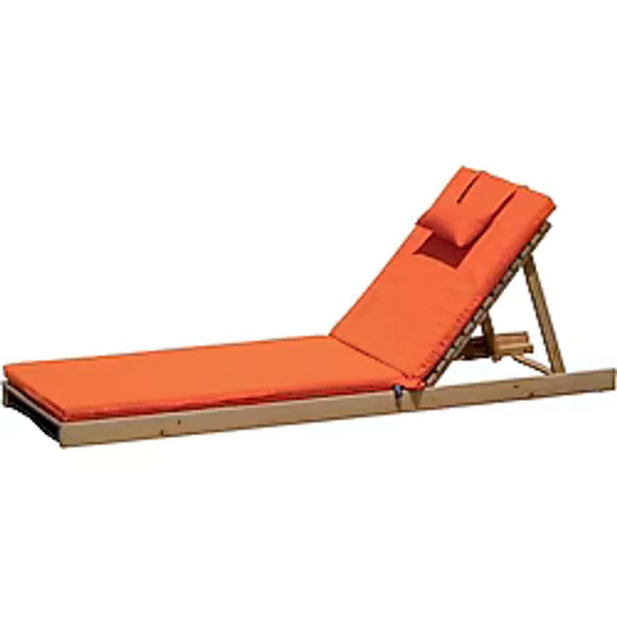 Vooyt Ultra Lüks Şezlong Minderi Su Itici Güneşte Solmaz Kumaş 180X60X5 Turuncu