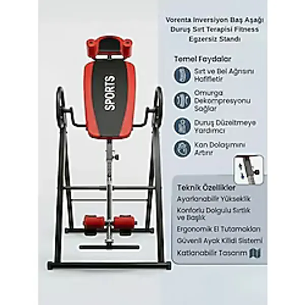Vorenta Inversiyon Baş Aşağı Duruş Sırt Terapisi Fitness Egzersiz Standı