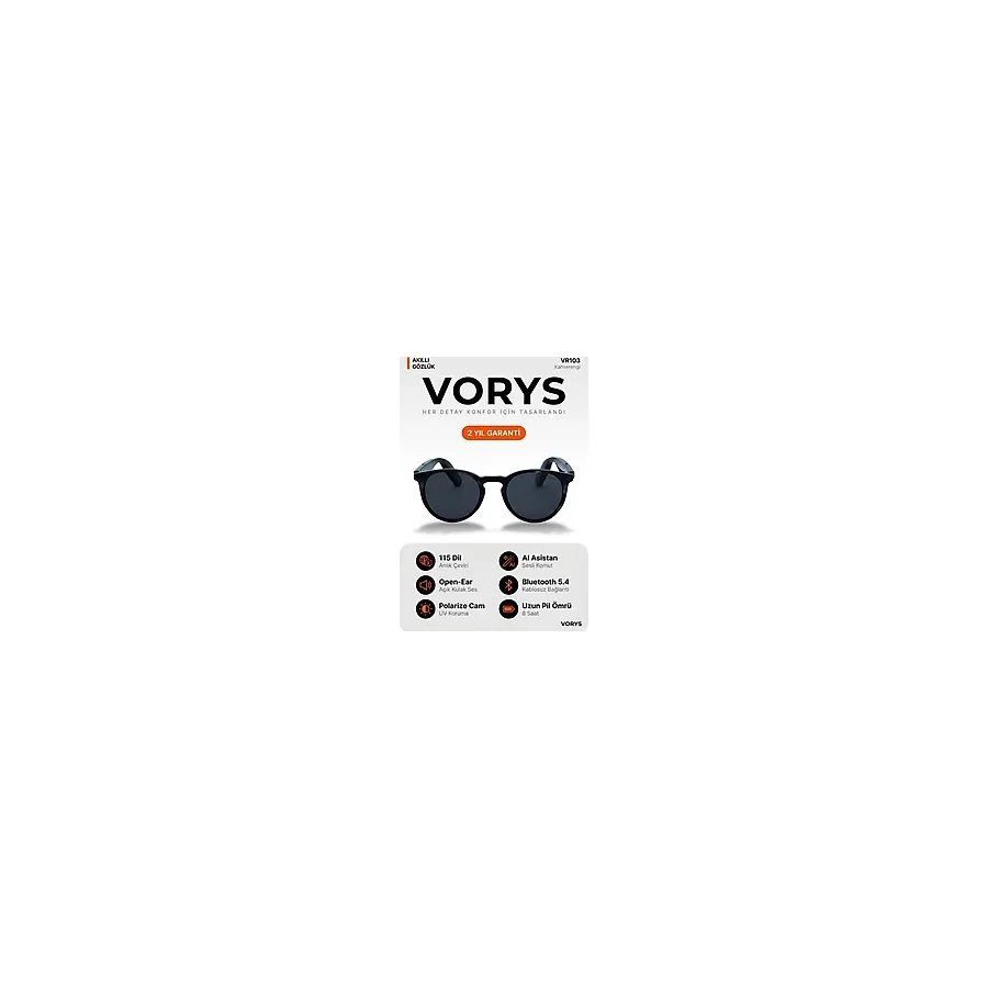 VORYS VR103 Yapay Zeka Akıllı Gözlük 115 Dil Çeviri Bluetooth Açık Kulak Müzik Polarize Güneş Gözlüğü