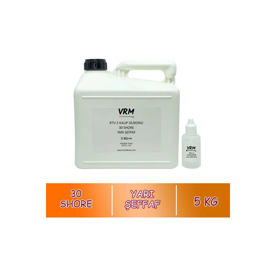 VRM VernikRecineMarketi Rtv-2 Yarı Şeffaf Sert Kalıp Silikonu (30 Shore) 5 Kg