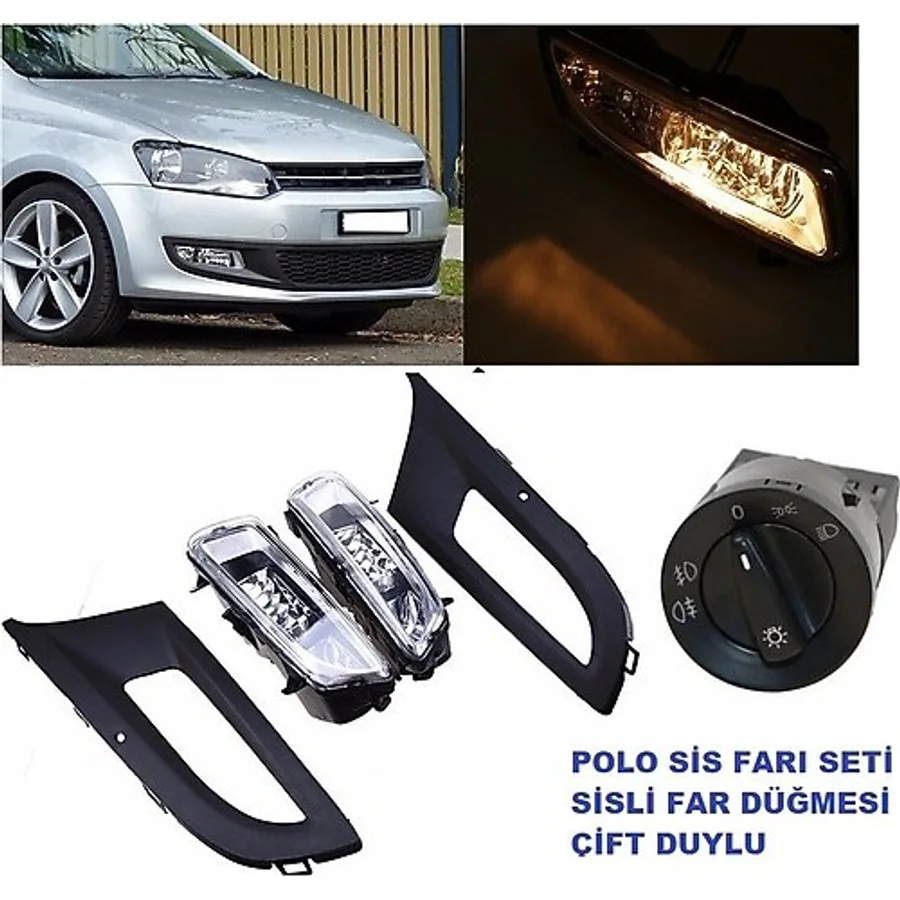 Vw polo 6r sis lambası farı ve far sis anahtarı çift duylu çerçev