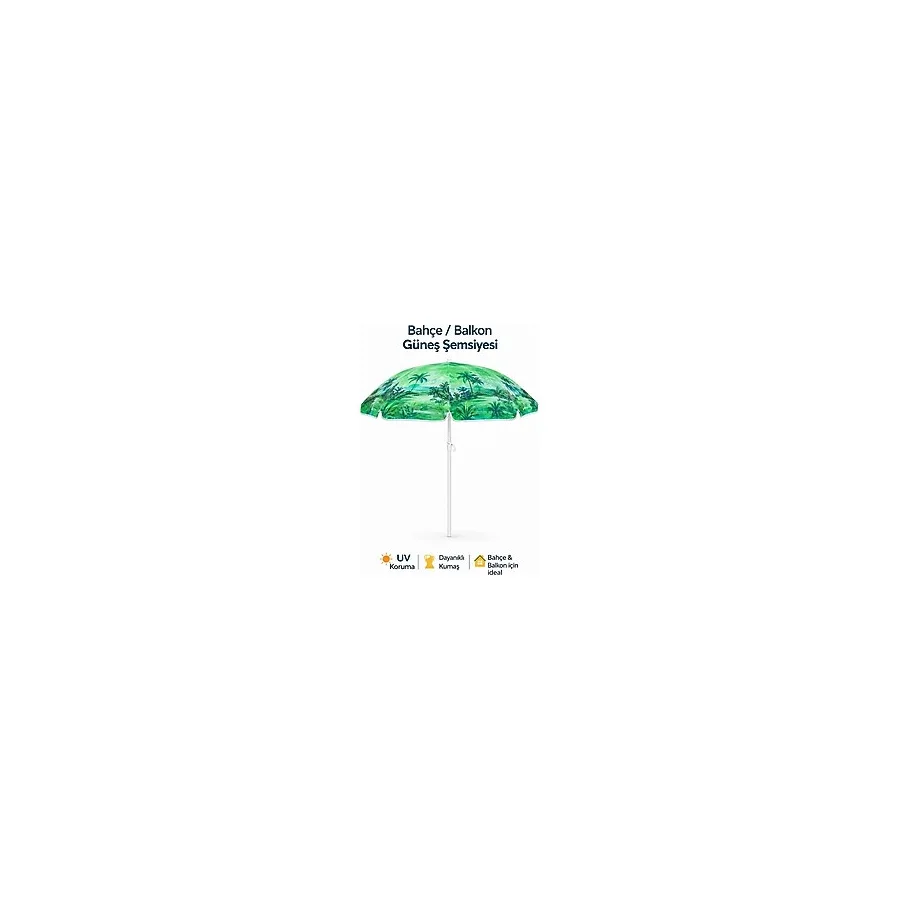 Waldern Garden Eğilebilir Yuvarlak Güneş Geçirmez Plaj Şemsiyesi 200cm Karışık Renk Hafif ve Taşınabilir - 2,25 x 2,25 m