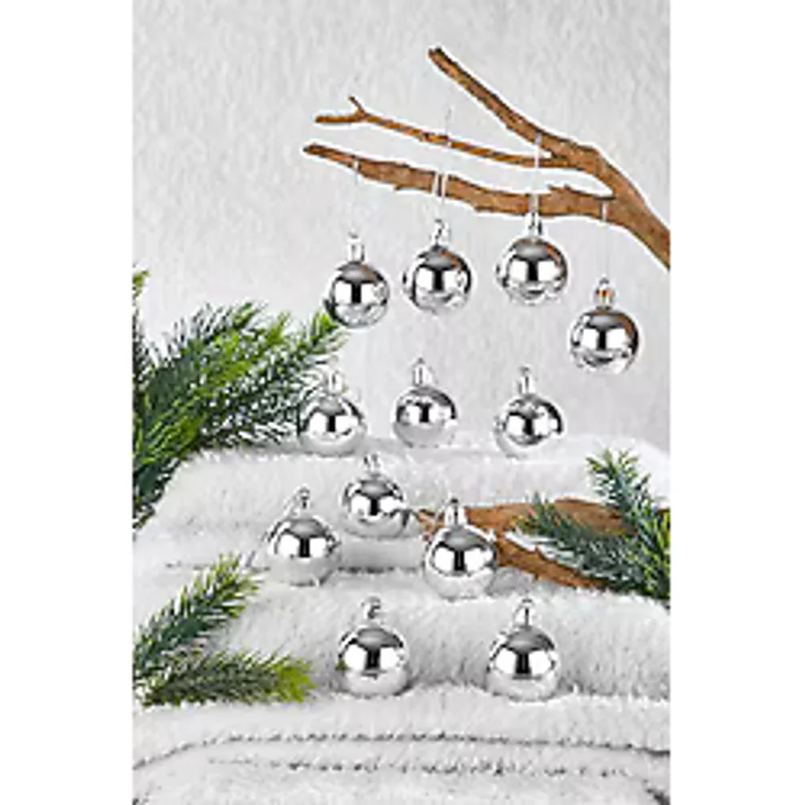 Waldern Yılbaşı Çam Ağacı Süsü Gümüş 4 cm 12li Cici Top