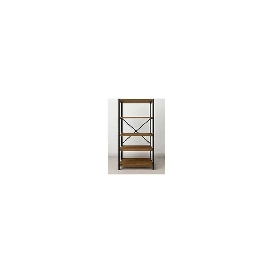 WANDOO 5 Raflı Çok Amaçlı Metal ve Ahşap Dolap - Kitaplık, Mutfak, Kırtasiye ve Banyo Rafı - 60x30x150 cm