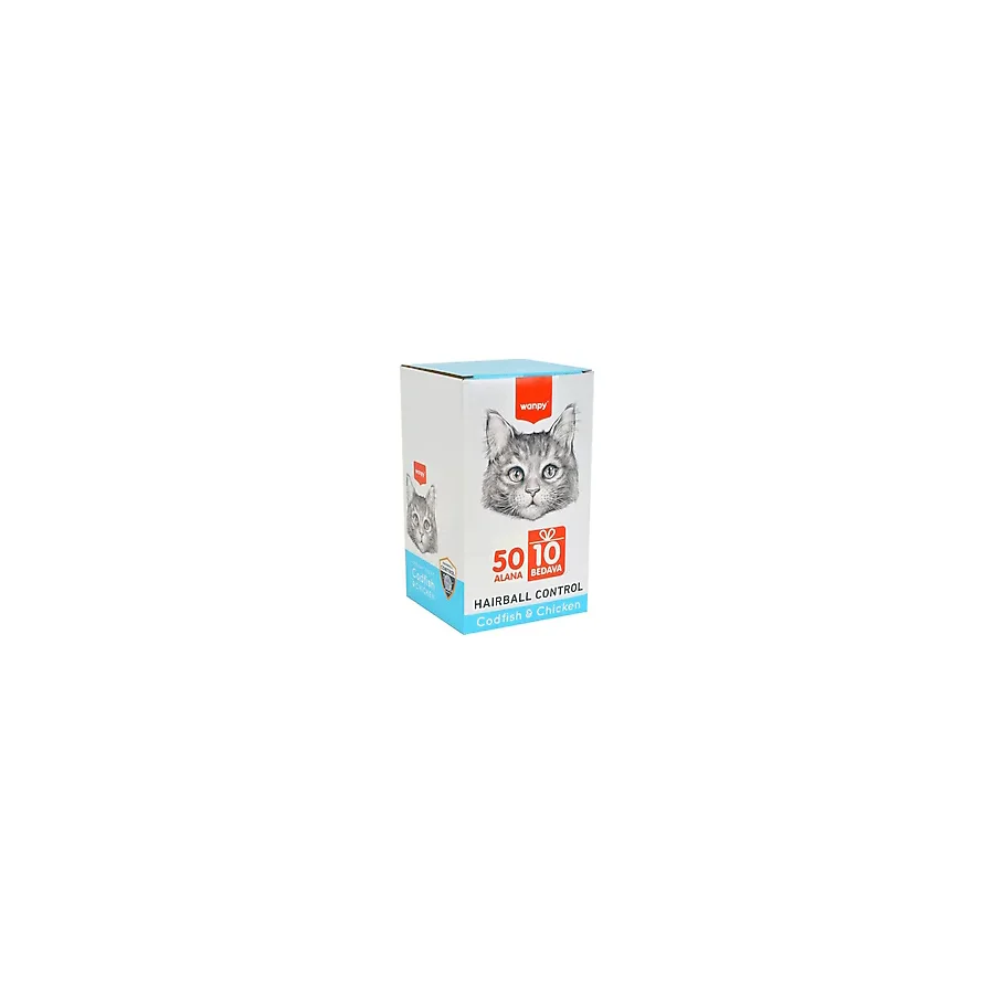 Wanpy Hairball Control Morina Balıklı ve Tavuklu 60x14 gr Krema Kedi Ödül Maması