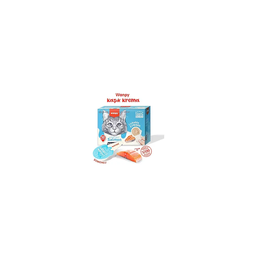 Wanpy Somonlu 10x16 gr Kaşık Krema Kedi Ödül Maması