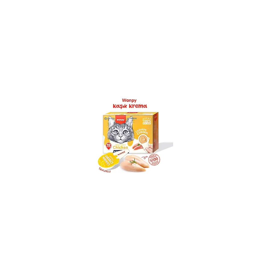 Wanpy Tavuklu 10x16 gr Kaşık Krema Kedi Ödül Maması