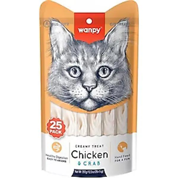 Wanpy Tavuklu ve Yengeçli 25x14 gr Krema Kedi Ödül Maması