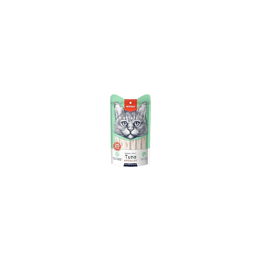 Wanpy Ton Balıklı ve Deniz Taraklı 25x14 gr Krema Kedi Ödül Maması