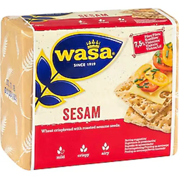 Wasa Susamlı Gevrek Ekmek 200G - Yüksek Lifli Vegan Atıştırmalık 3'li Ekonomik Paket - 3 Adet