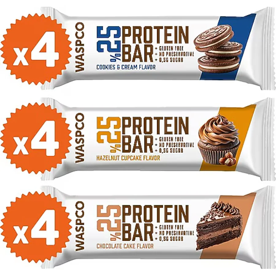 WaspCo 3 Çeşit 36 gr 12 Adet Protein Bar