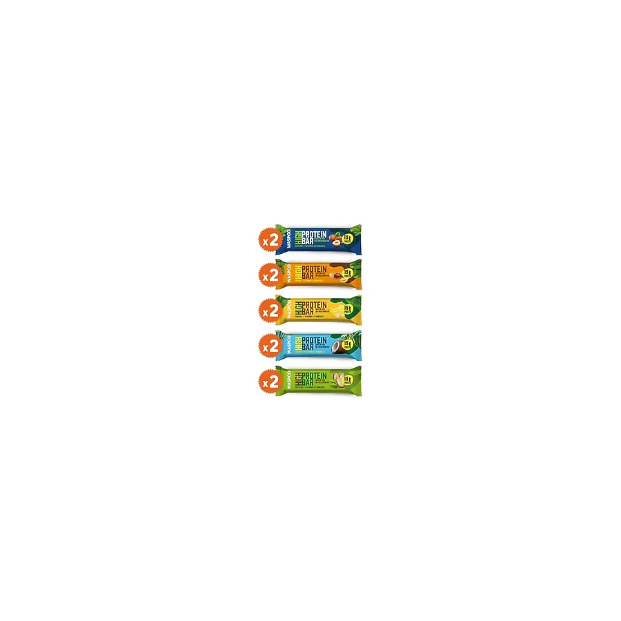 Waspco Yüksek Protein Bar 50g Karma Kutu 10 Adet (5 ÇEŞİT)