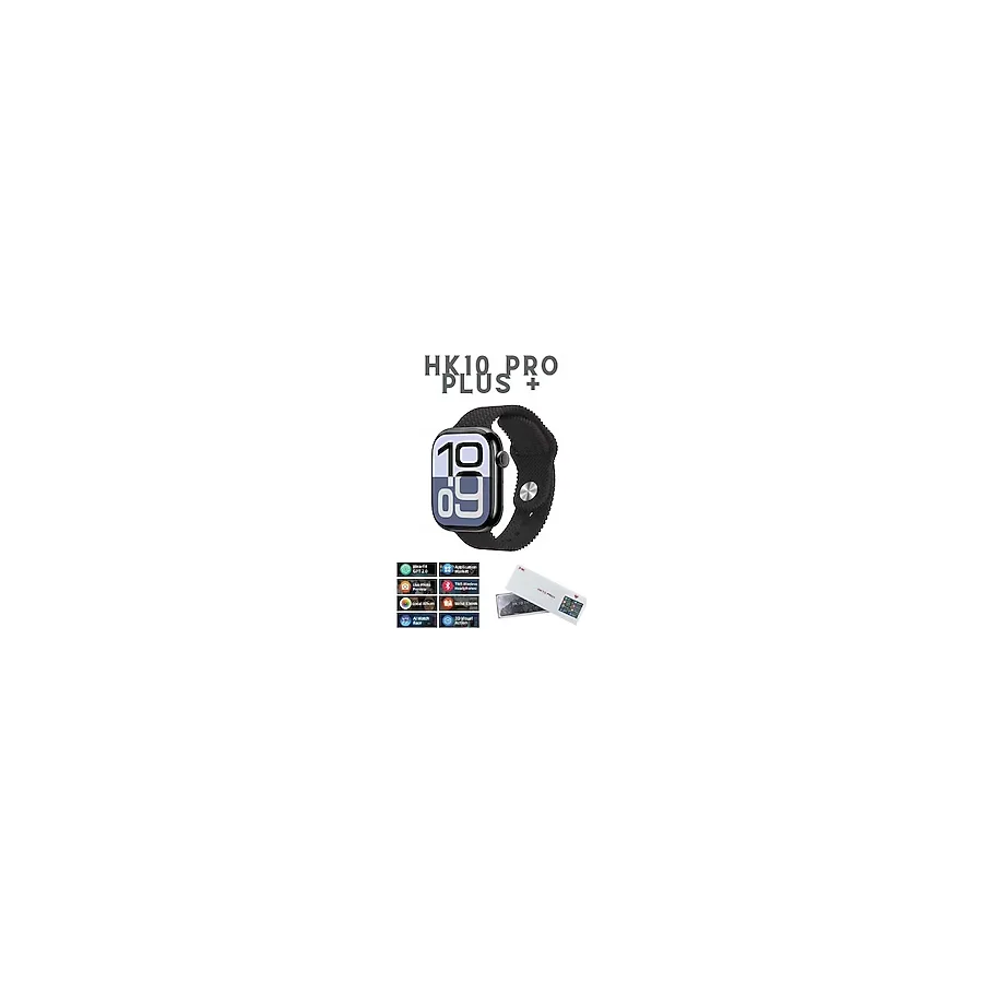Watch 10 Series HK10 Pro+ Plus Amoled G-Sensör Akıllı Saat Çift Kordon Yapay Zeka Kulaklık Eşleme Çağrı Cevaplama - Siyah
