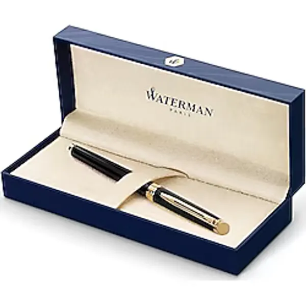 Waterman Hemisphere dolma kalem 23 Ayar Altın Süslemeli Mat Siyah Orta uçlu dolma kalem mavi mürekkep hediye kutusu