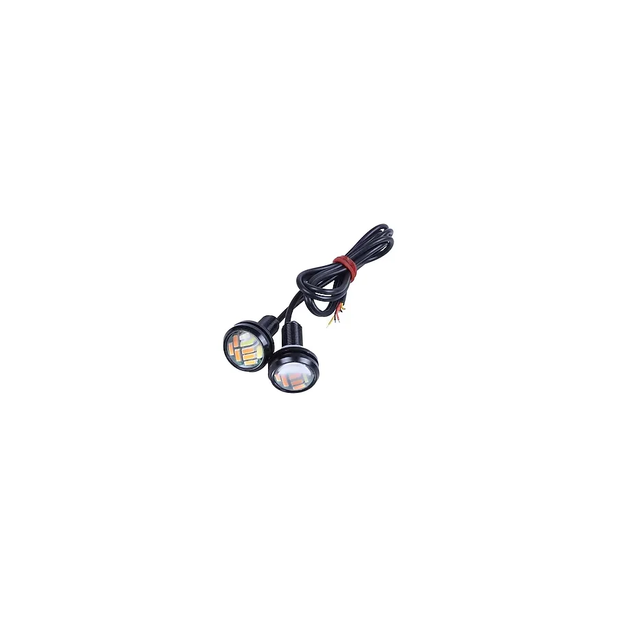 Waxen 2 Adet Ayna Altı Led Kartal Göz Led 2 Renk Sis Ledi Plaka Motor Aydınlatma Turncu Beyaz 2 Renk