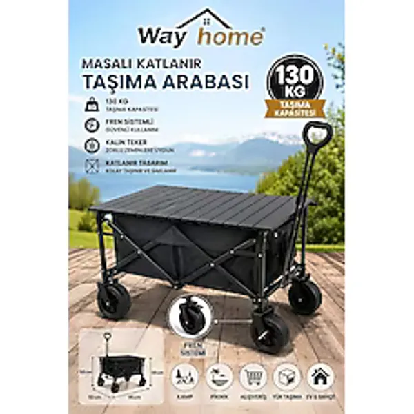 Way Home Sandalye Ve Katlanabilir Taşıma Arabası (Masalı) Rzn029 - Kamp / Plaj / Bahçe / Pazar /Evcil Hayvan