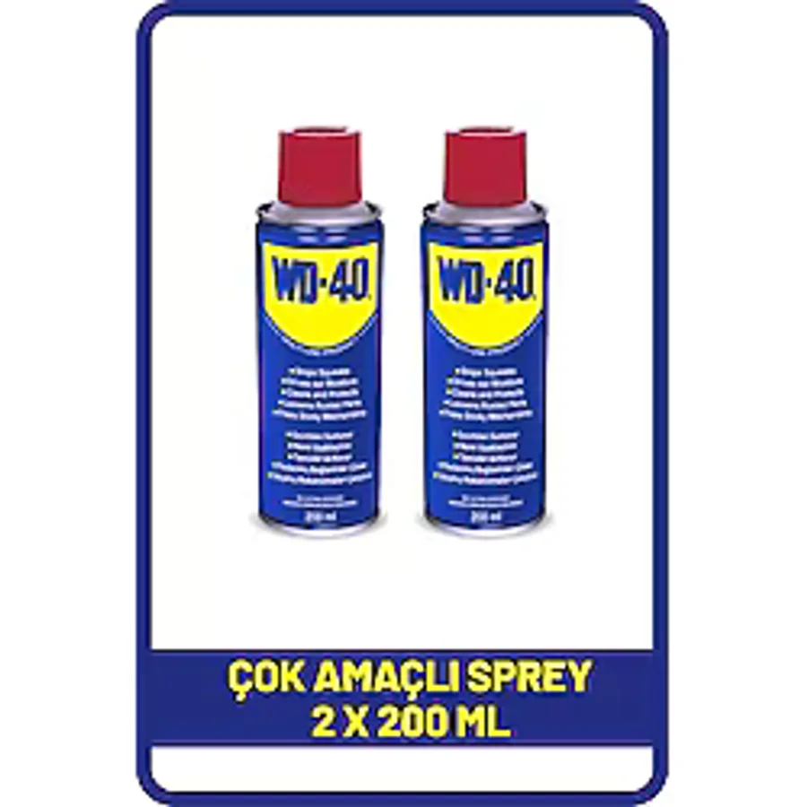 WD-40 Çok Amaçlı Pas Sökücü ve Yağlayıcı Sprey - Metal Yüzeyler İçin 2 Adet 200 ml