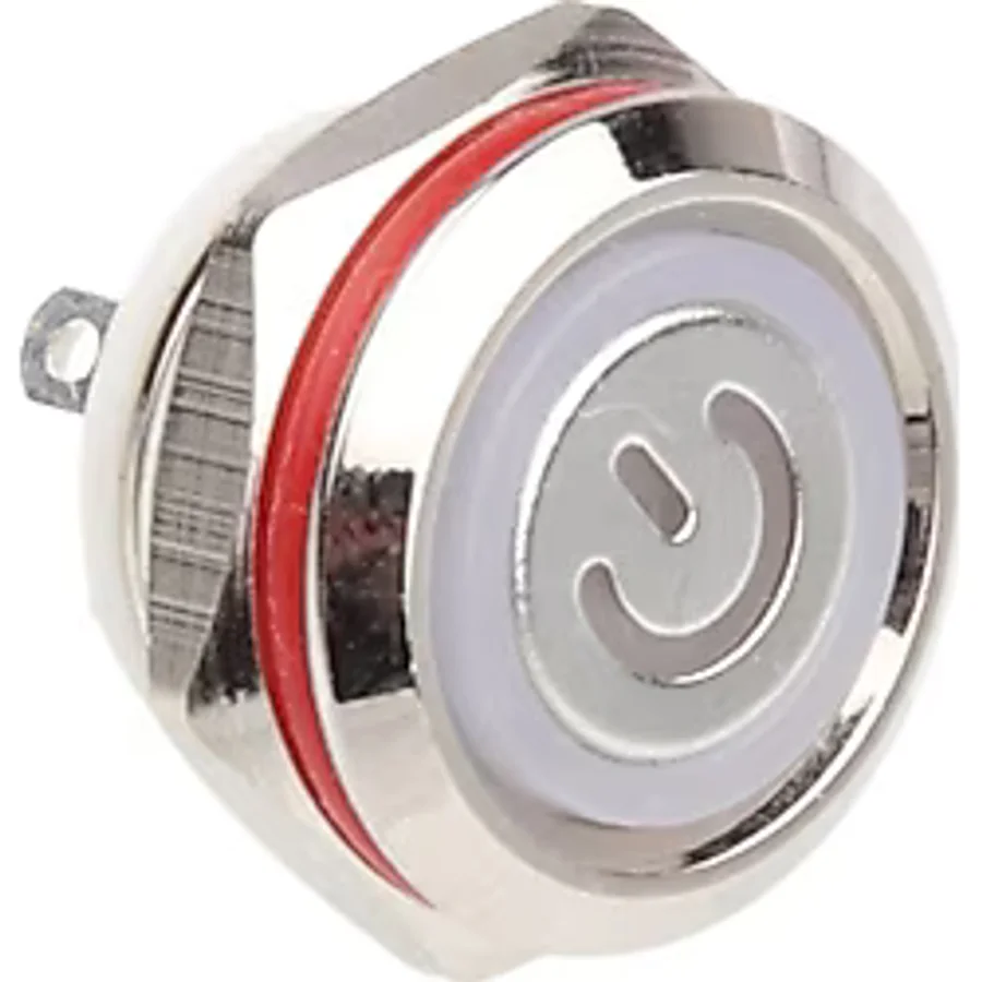 Wd12c1-pin-p1-ec 12mm Düz Yaylı Işıklı Metal Buton - Beyaz