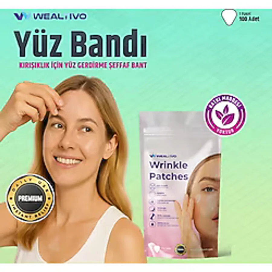Wealtivo Yüz Gerdirme Bandı (100 Adet), Kırışıklık ve Kaz Ayağı için Şeffaf Yüz Germe Bantı 2026