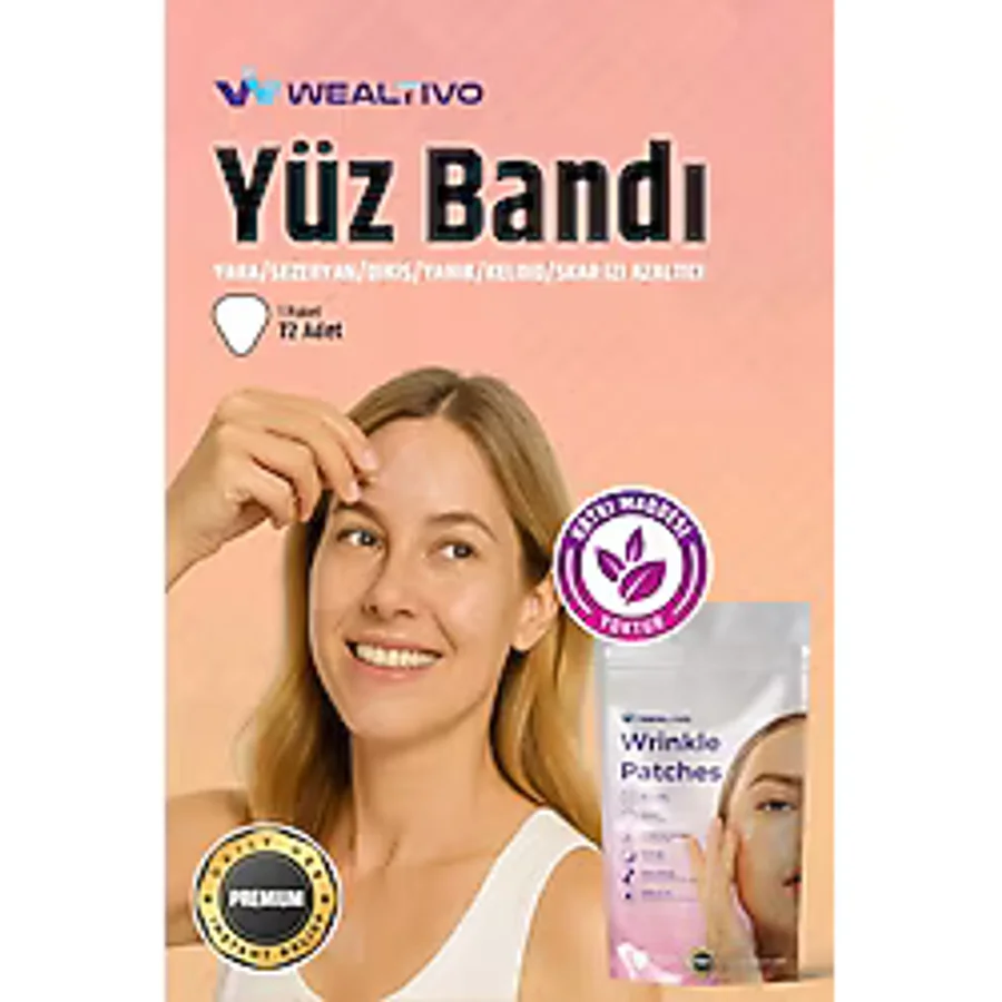 Wealtivo Yüz Germe Bandı 72'li Şeffaf Kırışıklık, Kaz Ayağı ve Mimik Çizgileri İçin Wrinkle Patch Seti