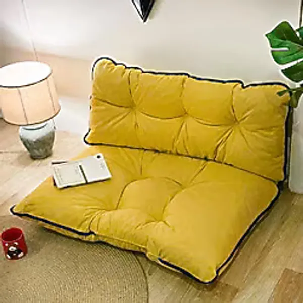 Weblonya Yer Minderi Sırtlıklı Minder Oturma Puf Minderi 5360 Sarı