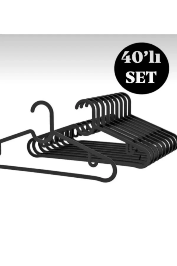 Webmall 40 Adet - Siyah Elbise, Fular, Gömlek, Tişört Askısı Kırılmaz Askı