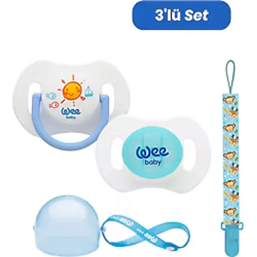 Wee Baby 2'li Gece Gündüz Emzik No:1 MAVİ (Kutu ve Band Seti)