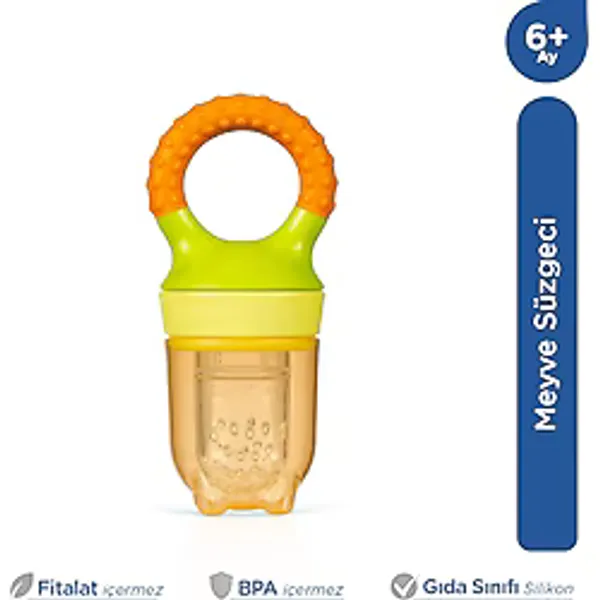 Wee Baby Silikon Meyve Süzgeci Püre Emziği Ve Diş Kaşıyıcı 6+ Ay Turuncu