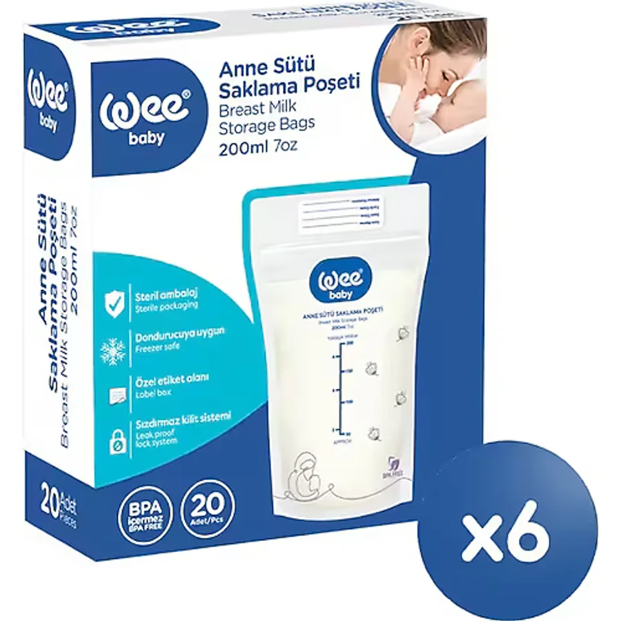 Wee Baby Süt Saklama Poşeti Seti (20x6 120 Adet)