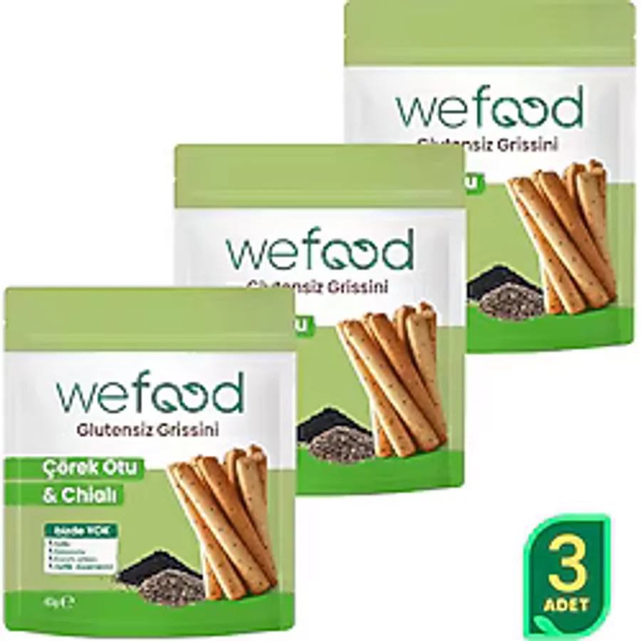 Wefood Glutensiz Grissini Çörekotu & Chia 40 g 3'lü