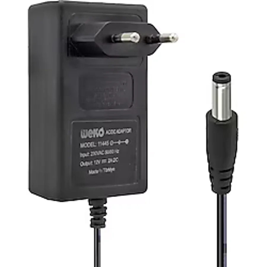 WEKO 12 VOLT - 2 AMPER 5.5x2.5 UÇLU YERLİ ÜRETİM PLASTİK KASA PRİZ TİPİ ADAPTÖR